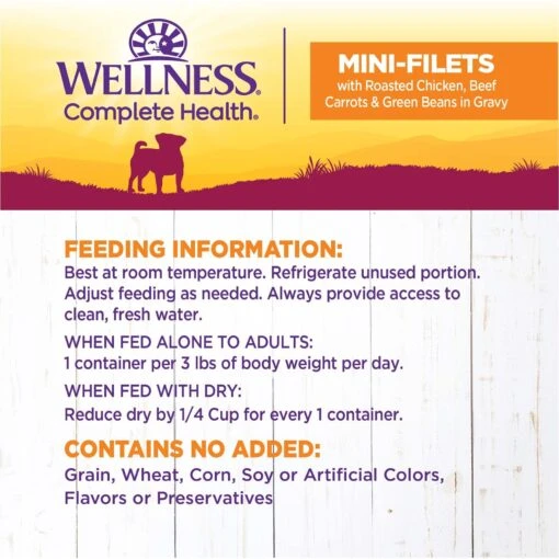 Wellness Petite Entrees Mini-Filets Chicken & Beef In Gravy Small Breed Natural Wet Dog Food, 3-oz Cup, 12 Count -Dog Supplies 931582 PT5. AC SS1800 V1692110589