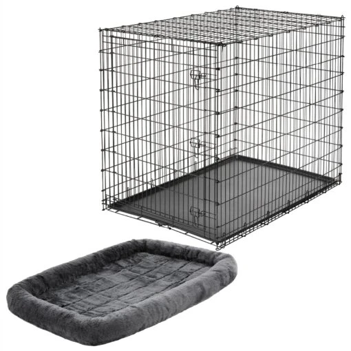 Frisco Heavy Duty Single Door Wire Dog Crate & MidWest Quiet Time Fleece Dog Crate Mat -Dog Supplies 933510 MAIN. AC SS1800 V1692303238