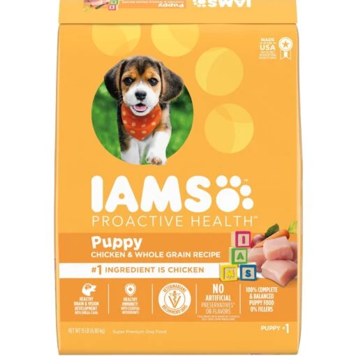 Iams Proactive Health Puppy High Protein DHA Formula With Real Chicken Dry Dog Food & Iams ProActive Health Classic Ground With Chicken & Rice Puppy Wet Dog Food -Dog Supplies 933574 PT1. AC SS1800 V1692303790