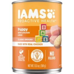 Iams Proactive Health Puppy High Protein DHA Formula With Real Chicken Dry Dog Food & Iams ProActive Health Classic Ground With Chicken & Rice Puppy Wet Dog Food -Dog Supplies 933574 PT5. AC SS1800 V1692305508