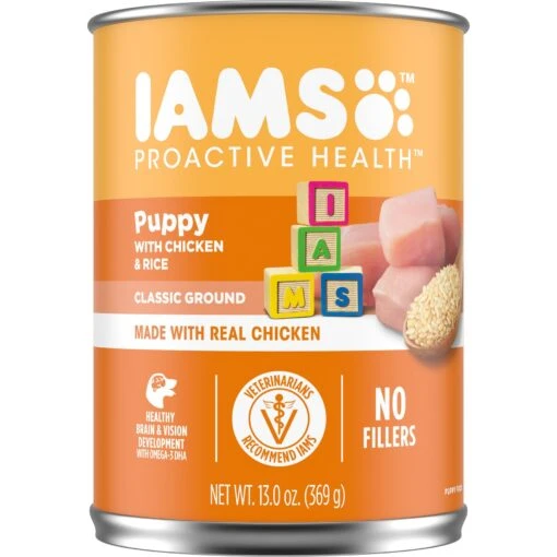 Iams Proactive Health Puppy High Protein DHA Formula With Real Chicken Dry Dog Food & Iams ProActive Health Classic Ground With Chicken & Rice Puppy Wet Dog Food -Dog Supplies 933574 PT5. AC SS1800 V1692305508