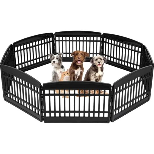 IRIS 8-Panel Dog Exercise Playpen, Black -Dog Supplies 935710 MAIN. AC SS1800 V1691503563