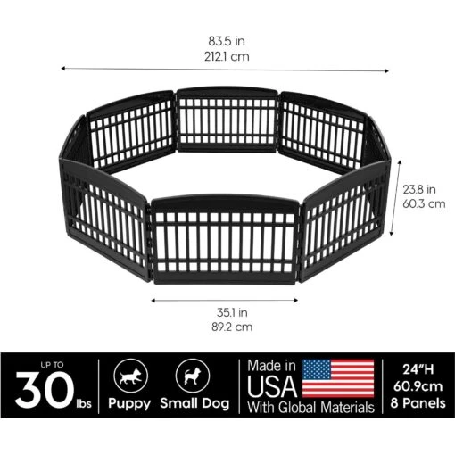 IRIS 8-Panel Dog Exercise Playpen, Black -Dog Supplies 935710 PT1. AC SS1800 V1691503563