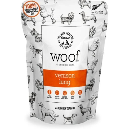 The New Zealand Natural Pet Food Co. Woof Venison Lung Air Dried Dog Treat, 1.76-oz Bag -Dog Supplies 937630 MAIN. AC SS1800 V1691781099