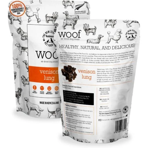 The New Zealand Natural Pet Food Co. Woof Venison Lung Air Dried Dog Treat, 1.76-oz Bag -Dog Supplies 937630 PT1. AC SS1800 V1691781099