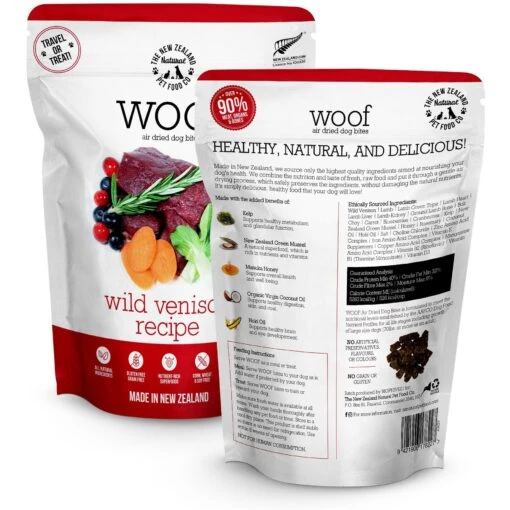 The New Zealand Natural Pet Food Co. Woof Venison Air Dried Dog Food, 3.5-oz Bag -Dog Supplies 937758 PT1. AC SS1800 V1691781103