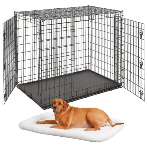 MidWest Solutions Series XX-Large Heavy Duty Double Door Wire Dog Crate, 54 Inch & MidWest Quiet Time Fleece Dog Crate Mat -Dog Supplies 939374 MAIN. AC SS1800 V1691785954