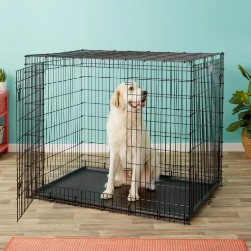 MidWest Solutions Series XX-Large Heavy Duty Double Door Wire Dog Crate, 54 Inch & MidWest Quiet Time Fleece Dog Crate Mat -Dog Supplies 939374 PT4. AC SS1800 V1691785952