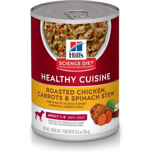 Hill's Science Diet Adult Healthy Cuisine Roasted Chicken, Carrots & Spinach Stew Canned Dog Food -Dog Supplies 94002 Main. AC SS1800 V1585693639