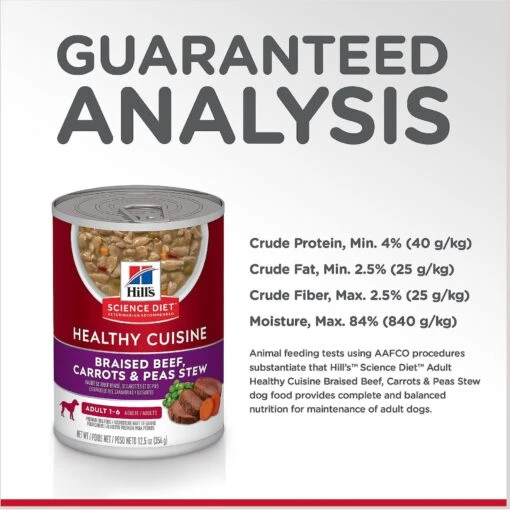 Hill's Science Diet Adult Healthy Cuisine Braised Beef, Carrots & Peas Stew Canned Dog Food -Dog Supplies 94006 PT6. AC SS1800 V1598145655