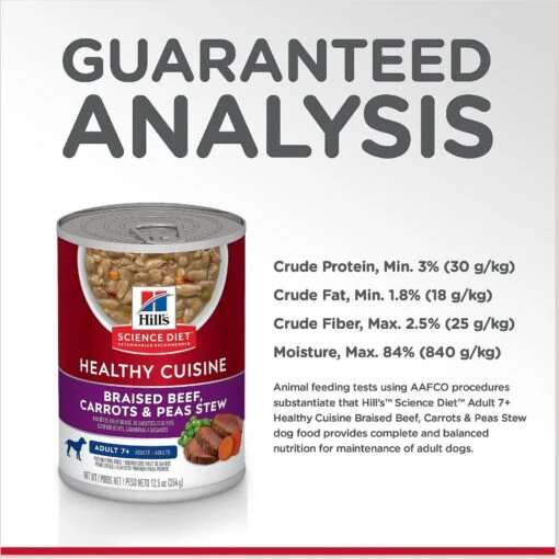 Hill's Science Diet Adult 7+ Healthy Cuisine Braised Beef, Carrots & Peas Stew Canned Dog Food -Dog Supplies 94008 PT6. AC SS1800 V1598143875