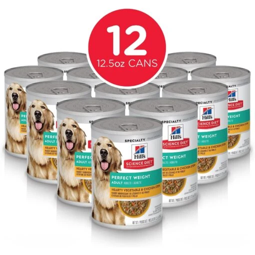 Hill's Science Diet Adult Perfect Weight Hearty Vegetable & Chicken Stew Canned Dog Food -Dog Supplies 94053 PT1. AC SS1800 V1595604055