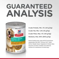 Hill's Science Diet Adult Perfect Weight Hearty Vegetable & Chicken Stew Canned Dog Food -Dog Supplies 94053 PT7. AC SS1800 V1595690460