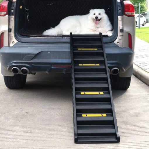 Coziwow Foldable Dog Car Ramp With Stairs, Black, 61-in -Dog Supplies 941678 MAIN. AC SS1800 V1692301449