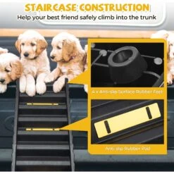 Coziwow Foldable Dog Car Ramp With Stairs, Black, 61-in -Dog Supplies 941678 PT5. AC SS1800 V1692306042