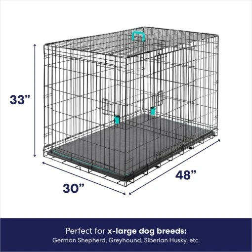 Frisco Heavy Duty Enhanced Lock Double Door Fold & Carry Wire Dog Crate & Mat Kit & MidWest Quiet Time Fleece Dog Crate Mat -Dog Supplies 947398 PT2. AC SS1800 V1693602742