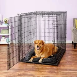 Frisco Heavy Duty Enhanced Lock Double Door Fold & Carry Wire Dog Crate & Mat Kit & MidWest Quiet Time Fleece Dog Crate Mat -Dog Supplies 947398 PT8. AC SS1800 V1693920163