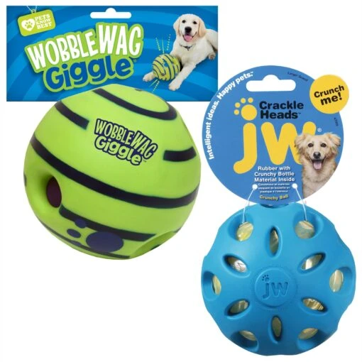 As Seen On TV Wobble Wag Giggle Ball Dog Toy & JW Pet Crackle Heads Ball Dog Toy, Color Varies -Dog Supplies 947430 MAIN. AC SS1800 V1693596971