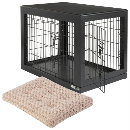 Frisco Double Door Furniture Style Dog Crate, Black & Frisco Swirl Dog Crate Mat -Dog Supplies 947710 MAIN. AC SS1800 V1693600276