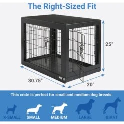 Frisco Double Door Furniture Style Dog Crate, Black & Frisco Swirl Dog Crate Mat -Dog Supplies 947710 PT2. AC SS1800 V1693920105