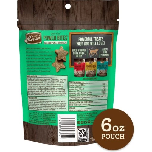 Merrick Power Bites Real Rabbit + Sweet Potato Recipe Grain-Free Soft & Chewy Dog Treats -Dog Supplies 98675 PT1. AC SS1800 V1644904586