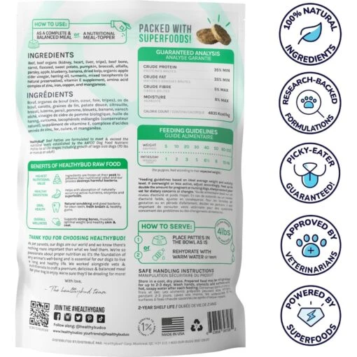 Healthybud Beef Patties Freeze-Dried Dog Food, 14-oz Bag -Dog Supplies 992606 PT1. AC SS1800 V1702938447